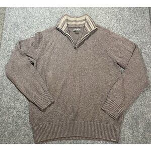 Eddie Bauer 1/4 Zip Sweater Mens Large Gray Cotton Grey Preppy Golf Pullover